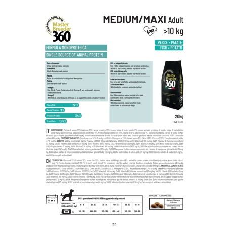 Pet360 - GrainFree PESCE E PATATA Medium Maxi, ADULT  - 20Kg