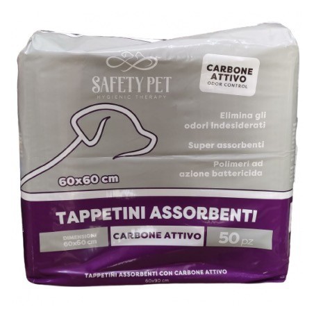 Safetypet tappetini traverse assorbenti al carbone attivo 60x60 50pz