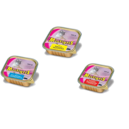 Morando Mistigriss 0,100g salmone e gamberetti, pollo e tacchino,manzo selvaggina e coniglio